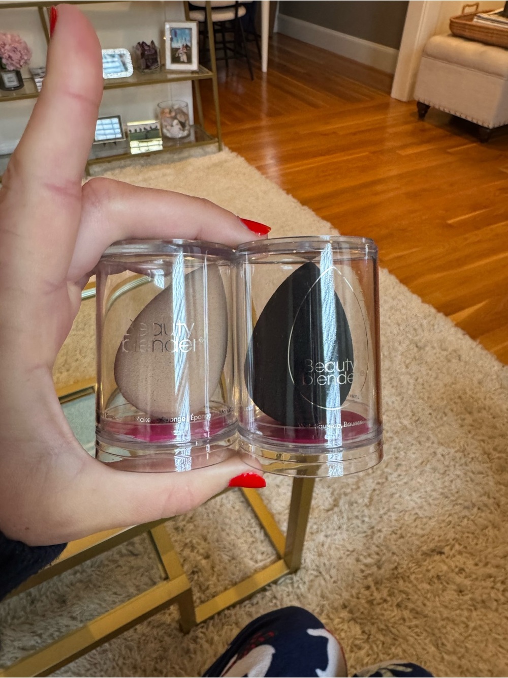 beautyblender Duo Makeup Sponges in Black & Beige with Holders